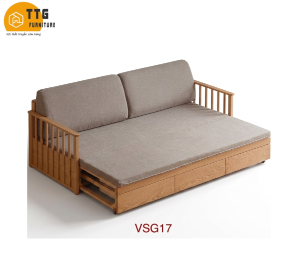 Ghế Sofa Bed, Sofa Giường Gỗ Có Ngăn Kéo TTG VSG17