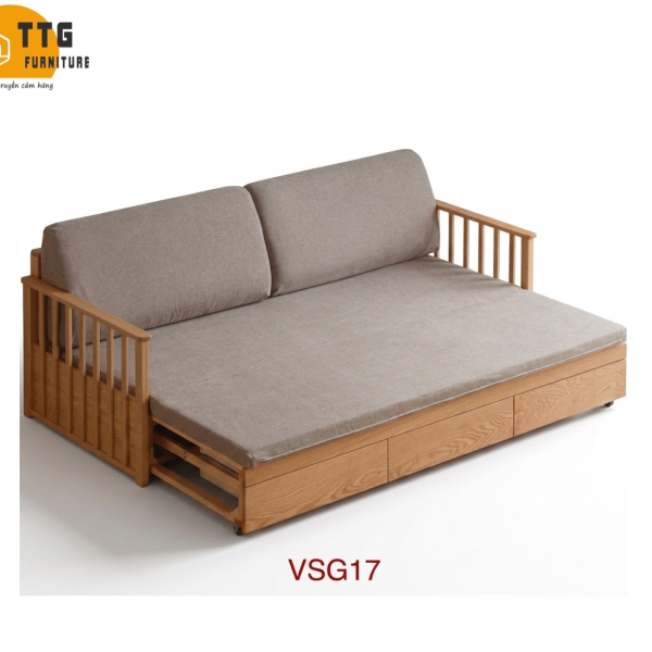 Ghế Sofa Bed, Sofa Giường Gỗ Có Ngăn Kéo TTG VSG17