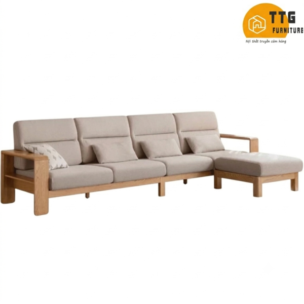 Ghế Sofa Góc Gỗ Đệm Nỉ Phong Cách Hiện Đại TTG VSN64