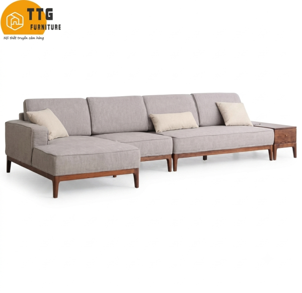 Ghế Sofa Góc Gỗ Đệm Nỉ Phong Cách Hiện Đại TTG VSN60