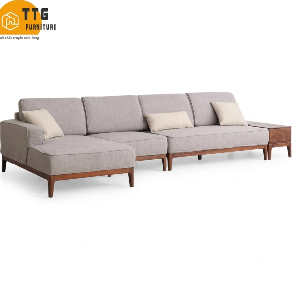 Ghế Sofa Góc Gỗ Đệm Nỉ Phong Cách Hiện Đại TTG VSN60