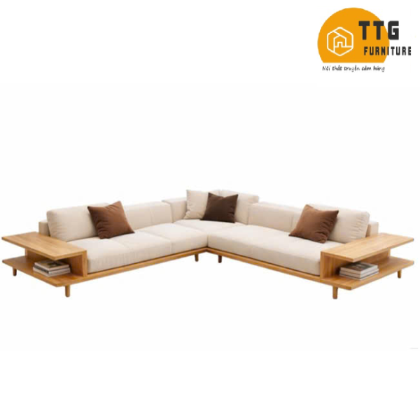 Ghế Sofa Góc Gỗ Đệm Nỉ Phong Cách Hiện Đại TTG VS72