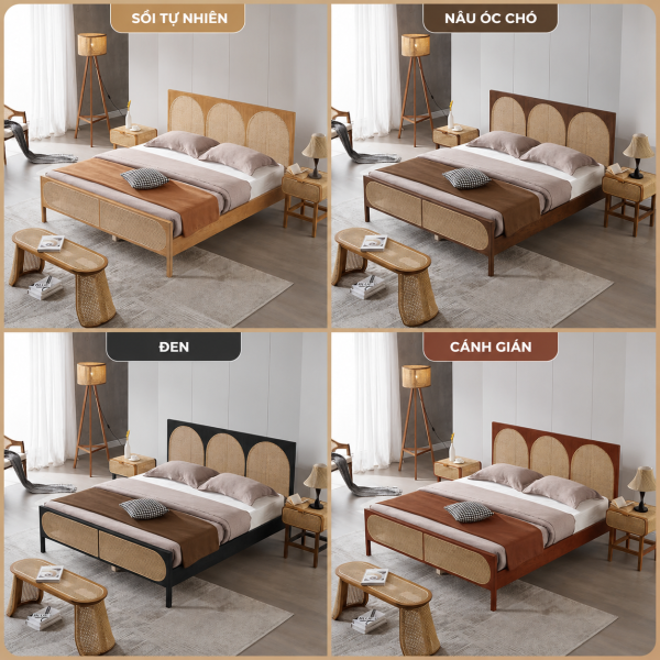 Alternative view of Giường Ngủ Gỗ Tự Nhiên Phối Mây VG06