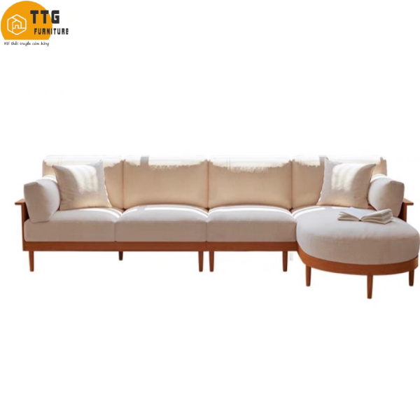 Ghế Sofa Góc Gỗ Phong Cách Hiện Đại VS61