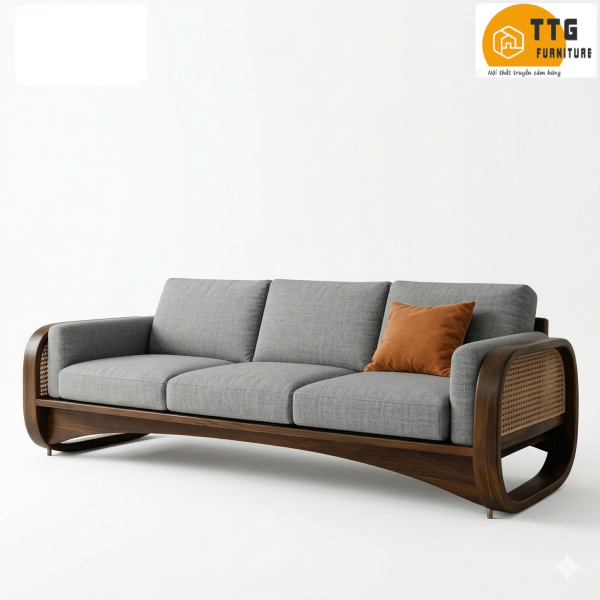 Ghế Sofa Gỗ Phối Mây Phong Cách Hiện Đại Sang Trọng VS97