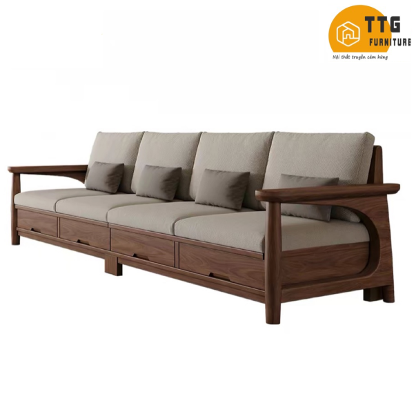 Ghế Sofa Gỗ Ngăn Kéo Phong Cách Hiện Đại VS102