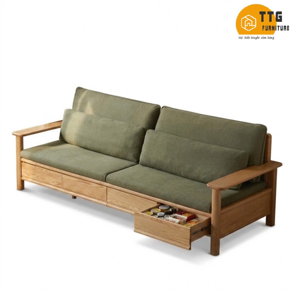 Ghế Sofa Gỗ Có Ngăn Kéo Phong Cách Hiện Đại VS131