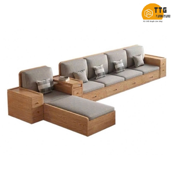 Ghế Sofa Gỗ Ngăn Kéo Phong Cách Hiện Đại VS134