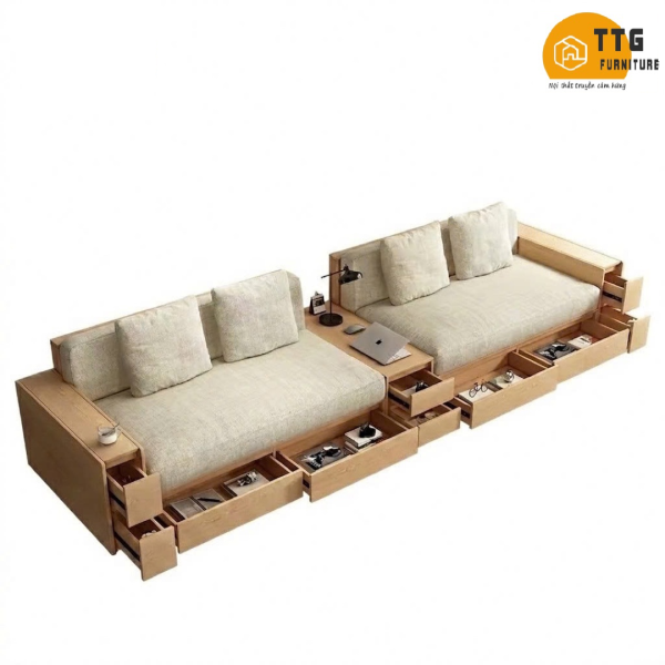 Ghế Sofa Gỗ Ngăn Kéo Phong Cách Hiện Đại VS136
