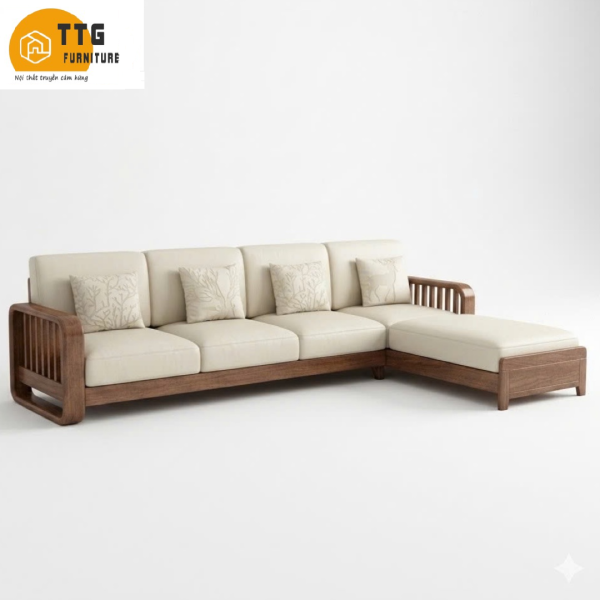 Bộ Ghế Sofa Gỗ Tự Nhiên Có Kệ Để Đồ VS140