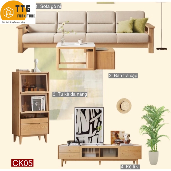 Combo Nội Thất Phòng Khách Phong Cách Bắc Âu Hiện Đại CK05
