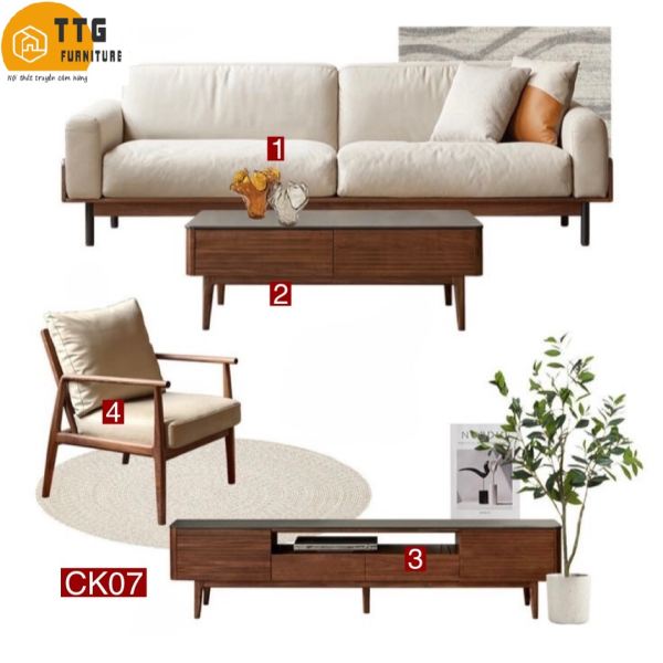 Combo Nội Thất Phòng Khách Phong Cách Bắc Âu Hiện Đại CK07