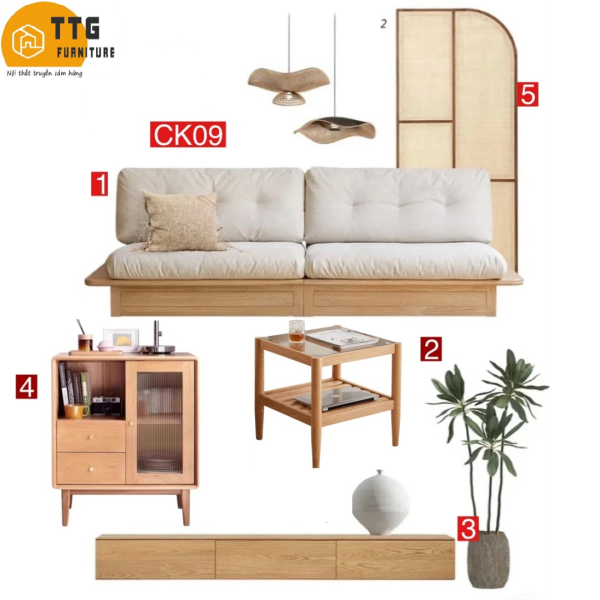Combo Nội Thất Phòng Khách Phong Cách Bắc Âu Hiện Đại CK09