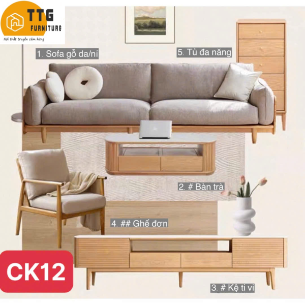 Combo Nội Thất Phòng Khách Phong Cách Bắc Âu Hiện Đại CK12