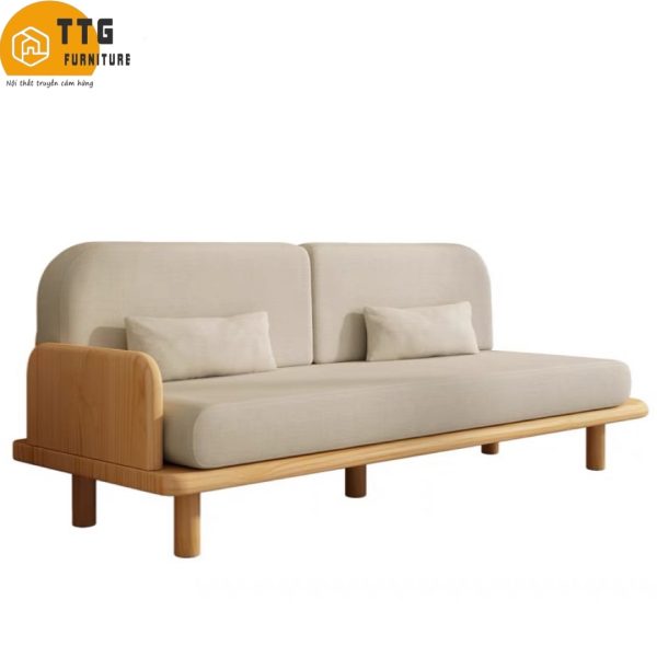 Ghế sofa gỗ phòng khách đệm nỉ da VS51