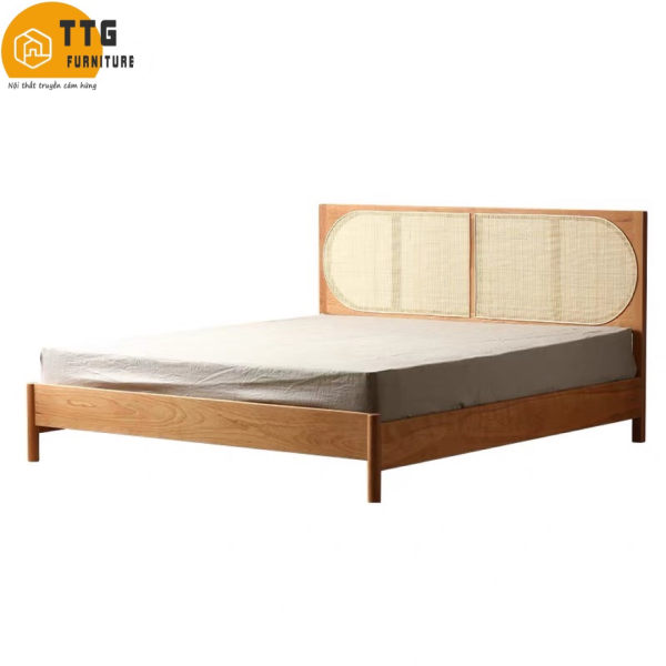 Giường Ngủ Gỗ Tự Nhiên Phối Mây VG07