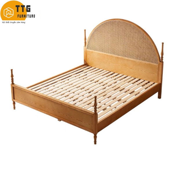 Giường Ngủ Gỗ Tự Nhiên Phối Mây VG09