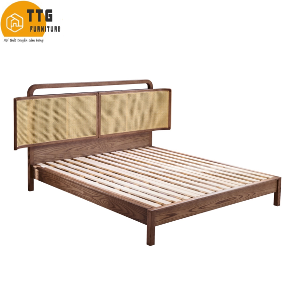 Giường Ngủ Gỗ Tự Nhiên Phối Mây VG10