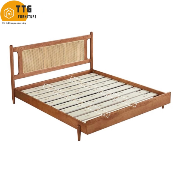 Giường Ngủ Gỗ Tự Nhiên Phối Mây VG11