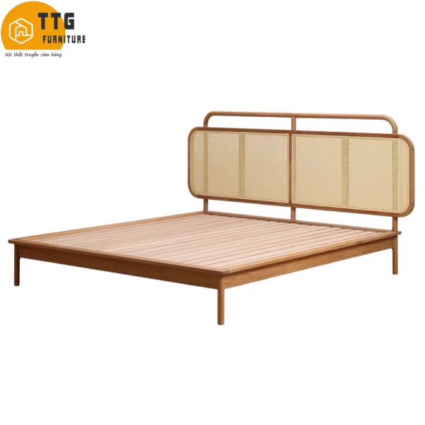 Giường Ngủ Gỗ Tự Nhiên Phối Mây VG13