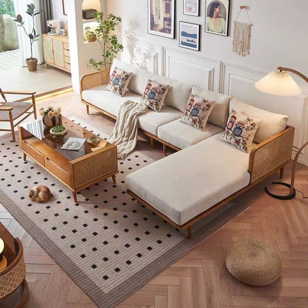 Alternative view of Ghế Sofa Góc Gỗ Phối mây Phong Cách Hiện Đại VS112