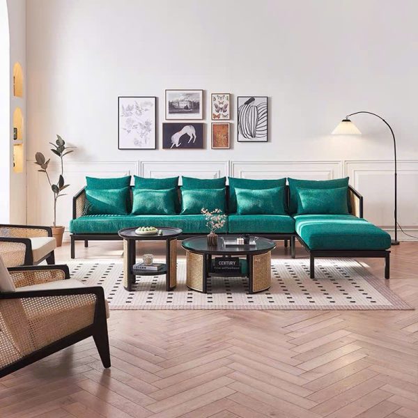 Alternative view of Ghế Sofa Góc Gỗ Phối mây Phong Cách Hiện Đại VS113